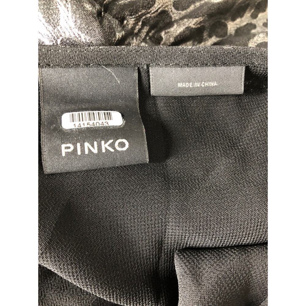 PINKO Cachaca 2 Faux Wrap Dress Leopard Print Long Sleeve Mini Silver Size 10 - Picture 10 of 13